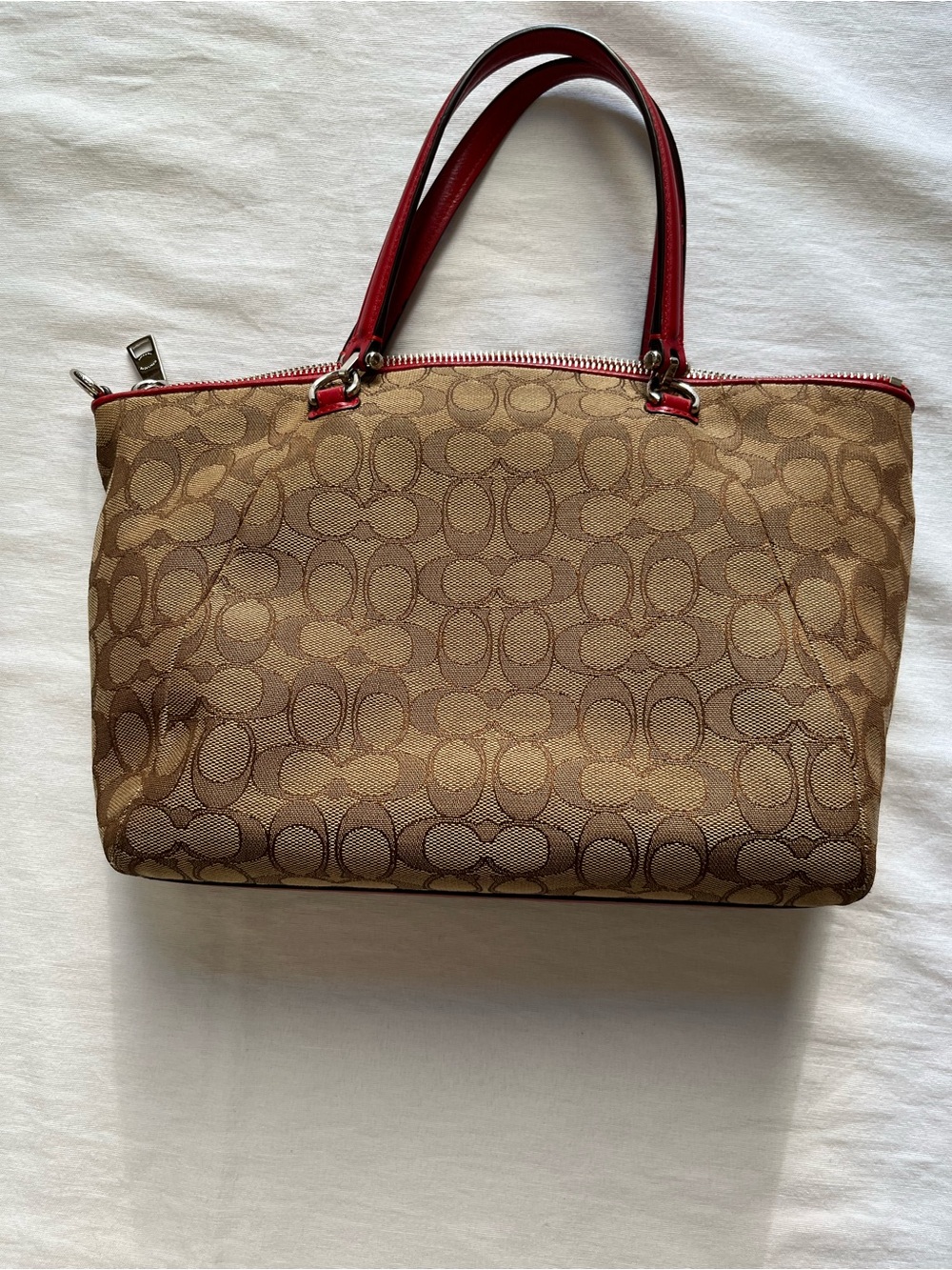 Coach Prairie Satchel with Signature Cs and Red Leather Trim - Picture 4 of 15